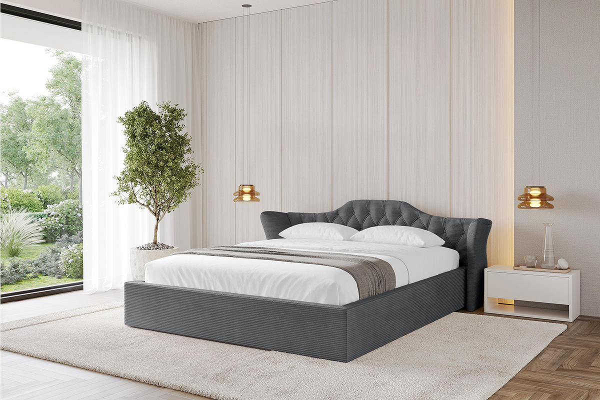 POLSTERBETT mit Bettkasten und Lattenrost, Boxbett ohne Matratze - ZORAN-V1 180x200 Dunkelgrau - Anthrazit, Holzwerkstoff/Textil (180/200cm) - ALTDECOR
