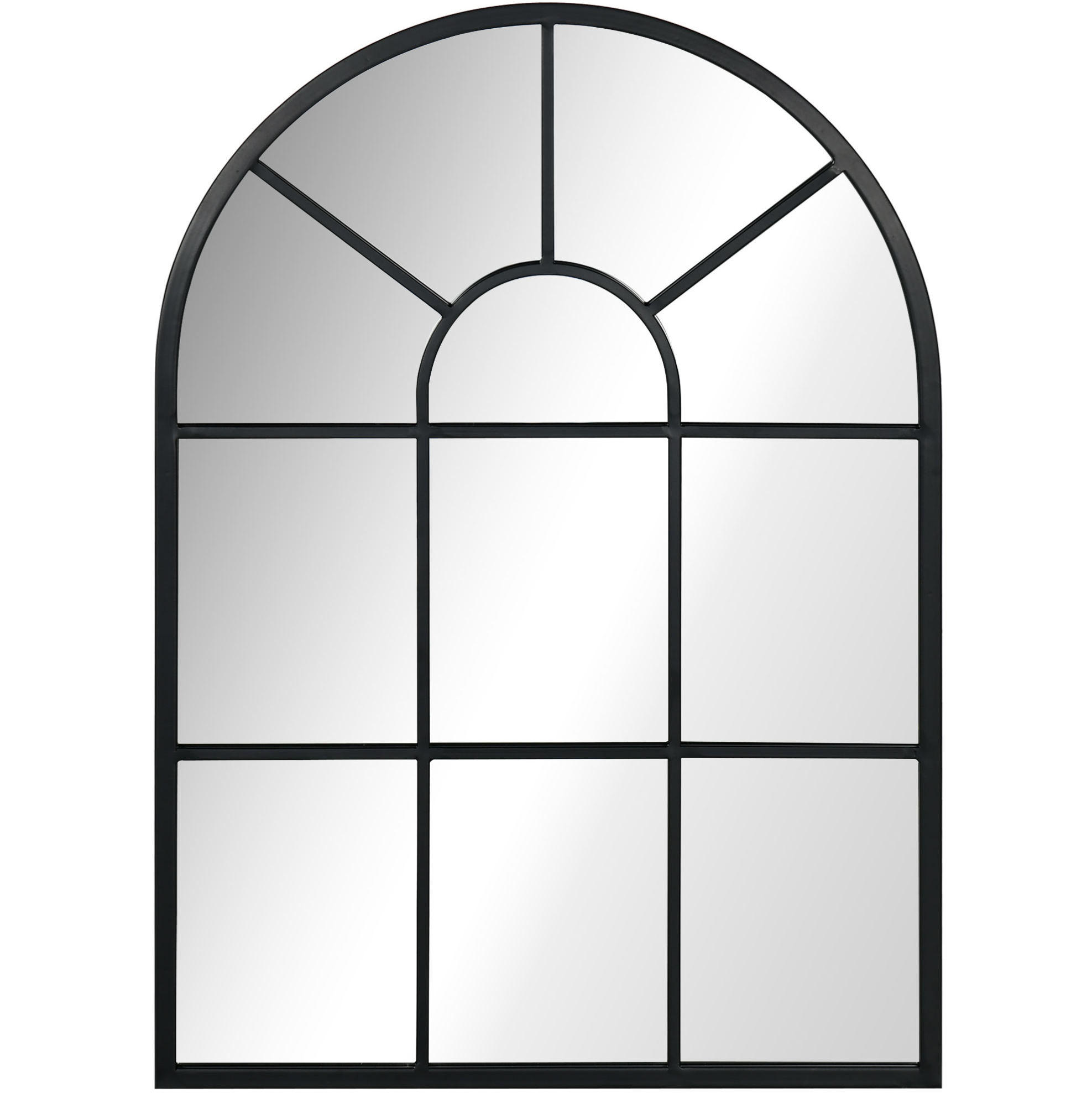 WANDSPIEGEL 70/2/50 cm schwarz aus Metall mit Haken - Schwarz, Metall (2/50/70cm) - OKWISH