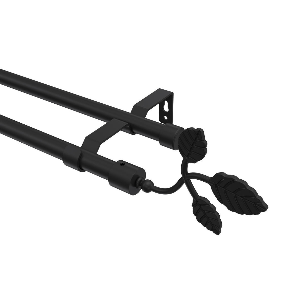 GARDINENSTANGE Olymp Alessia 120 cm, 2-läufig (ohne Ringe), 16 mm Ø Schwarz - Schwarz, Metall (120cm) - INTERDECO