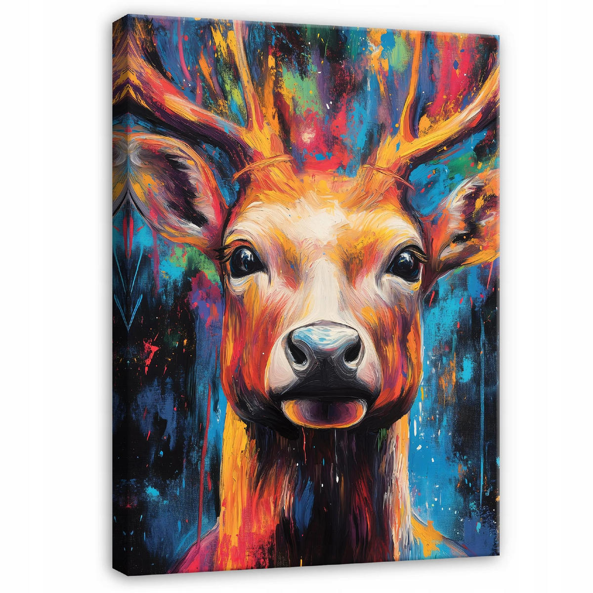 LEINWANDBILD Abstrakt Hirsch Bunt Modern Wohnzimmer 120x80 - Multicolor, Holzwerkstoff (80/120cm) - Wallarena