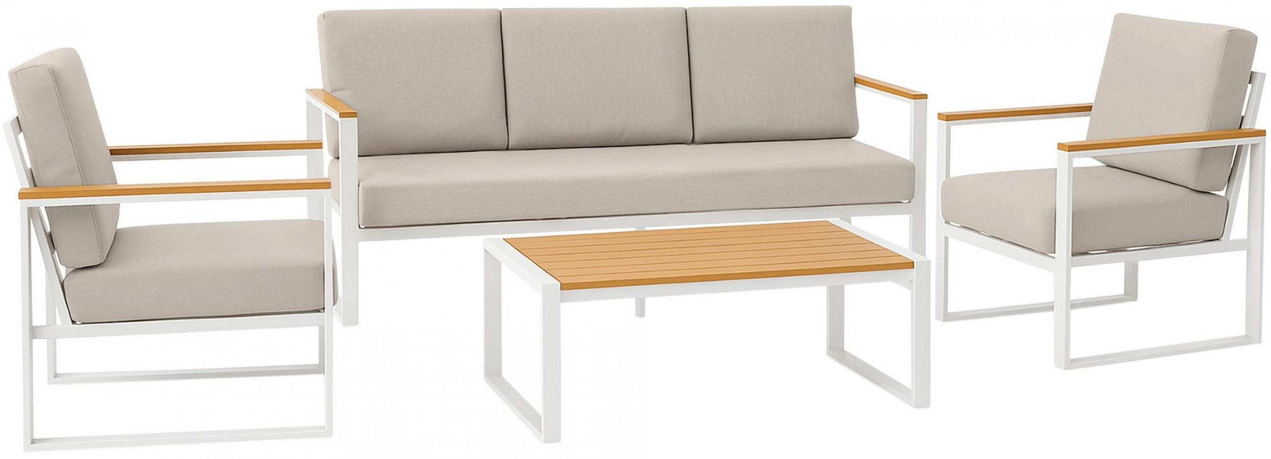 GARTENSITZGRUPPE Stoff Weiß (4-teilig) - Weiß, Textil - CLP