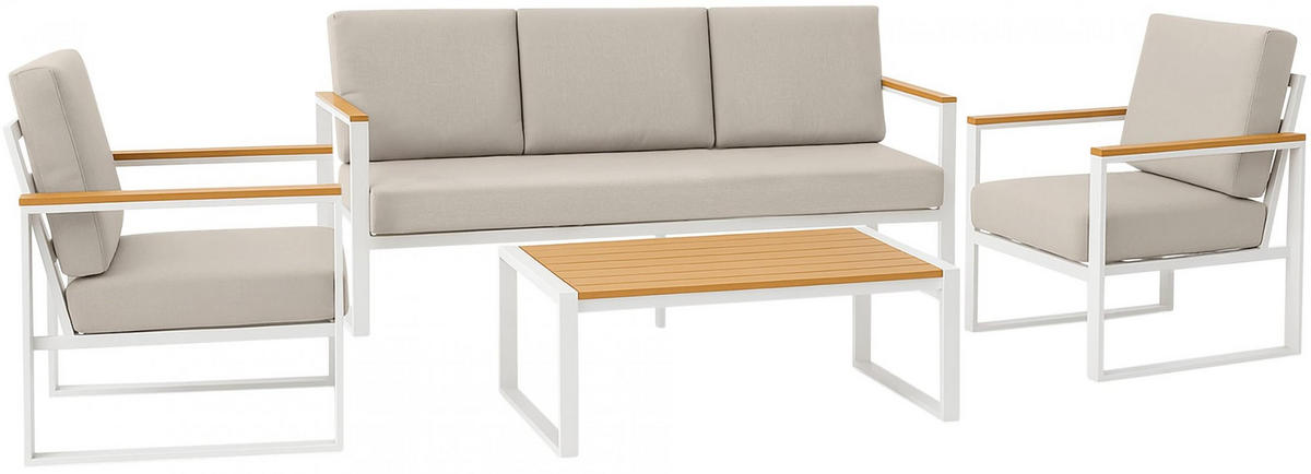 GARTENSITZGRUPPE Stoff Weiß (4-teilig) - Weiß, Textil - CLP