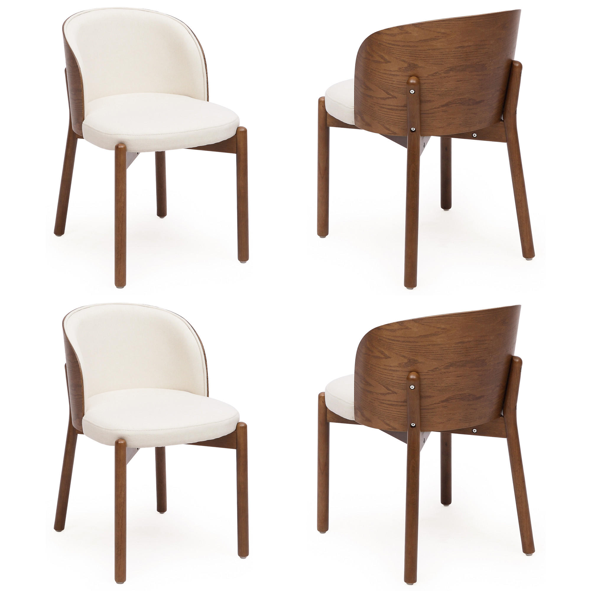 ESSZIMMERSTÜHLE 4er-Set Massivholz Leinen Walnuss - Walnussfarben, Holz (57/74/49cm) - FLIEKS