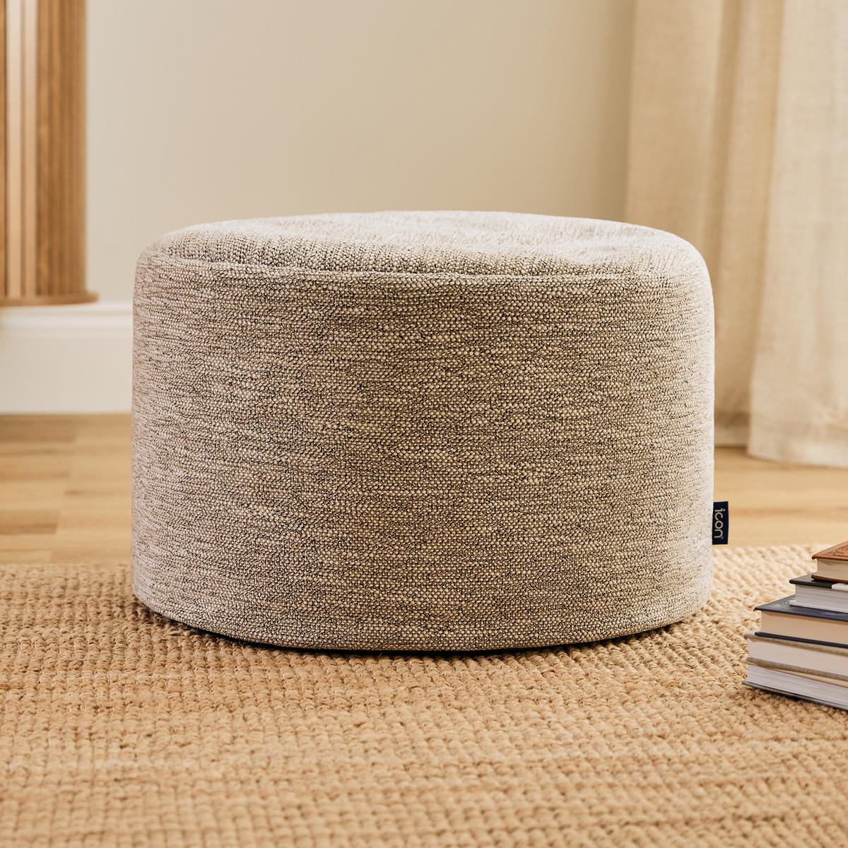 POUF Milano - Beige, Textil (55/35/55cm) - icon
