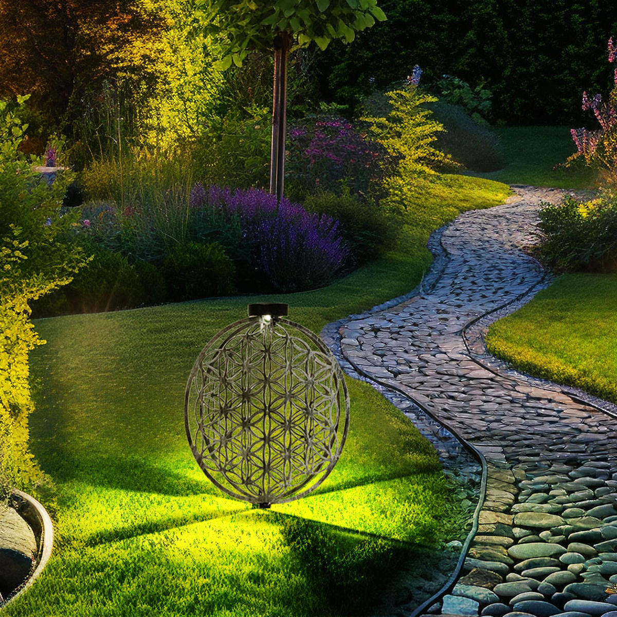 LED AUSSENLEUCHTE Solar Silber Schwarz - Schwarz, Metall (40/40/51cm) - Globo Lighting