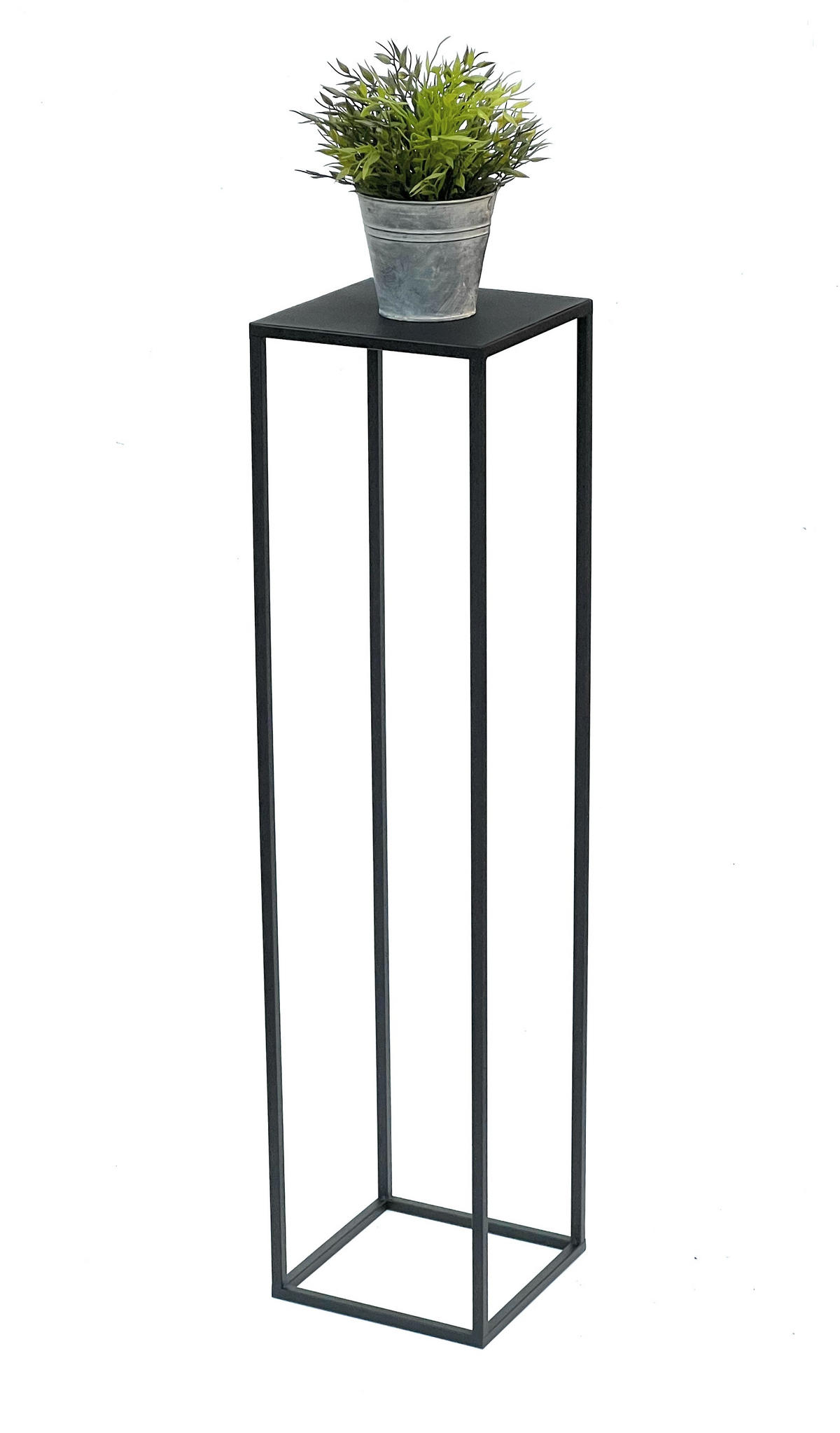 BLUMENHOCKER Metall Schwarz Eckig 100 cm - Schwarz, Metall (24/100/24cm) - DanDiBo