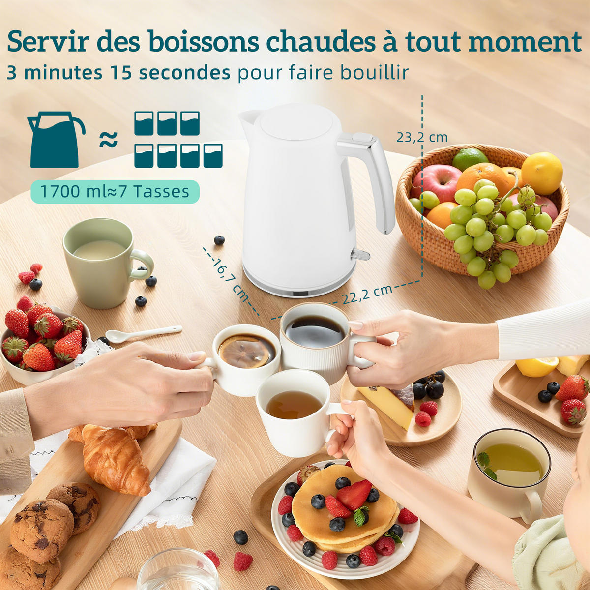 WASSERKOCHER-TOASTER-SET DE-17463 Weiß - Weiß, Metall (16.7/23.2/22.2cm) - ComfortXL