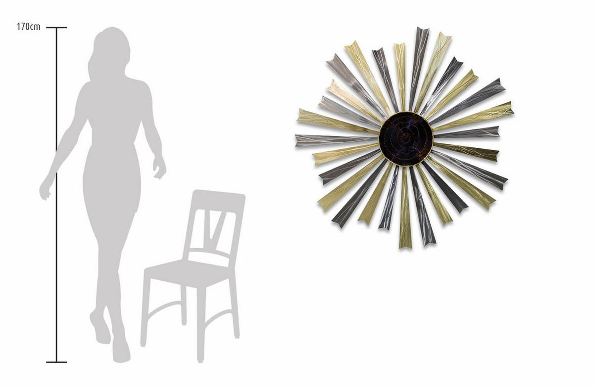 WANDDEKO Gold 110/110 cm - Silberfarben/Goldfarben, Metall (3/110/5cm) - KUNSTLOFT