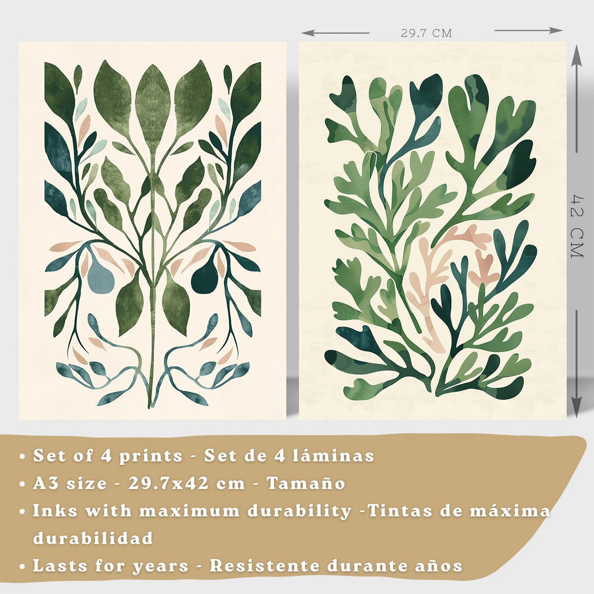 POSTER 2er-Set Wandbilder Matisse Blumen modern Wohnzimmer Deko, Schlafzimmer, Küche, Badezimmer Rahmenlos A3 - Weiß, Papier (29.7/1/42cm) - Nacnic