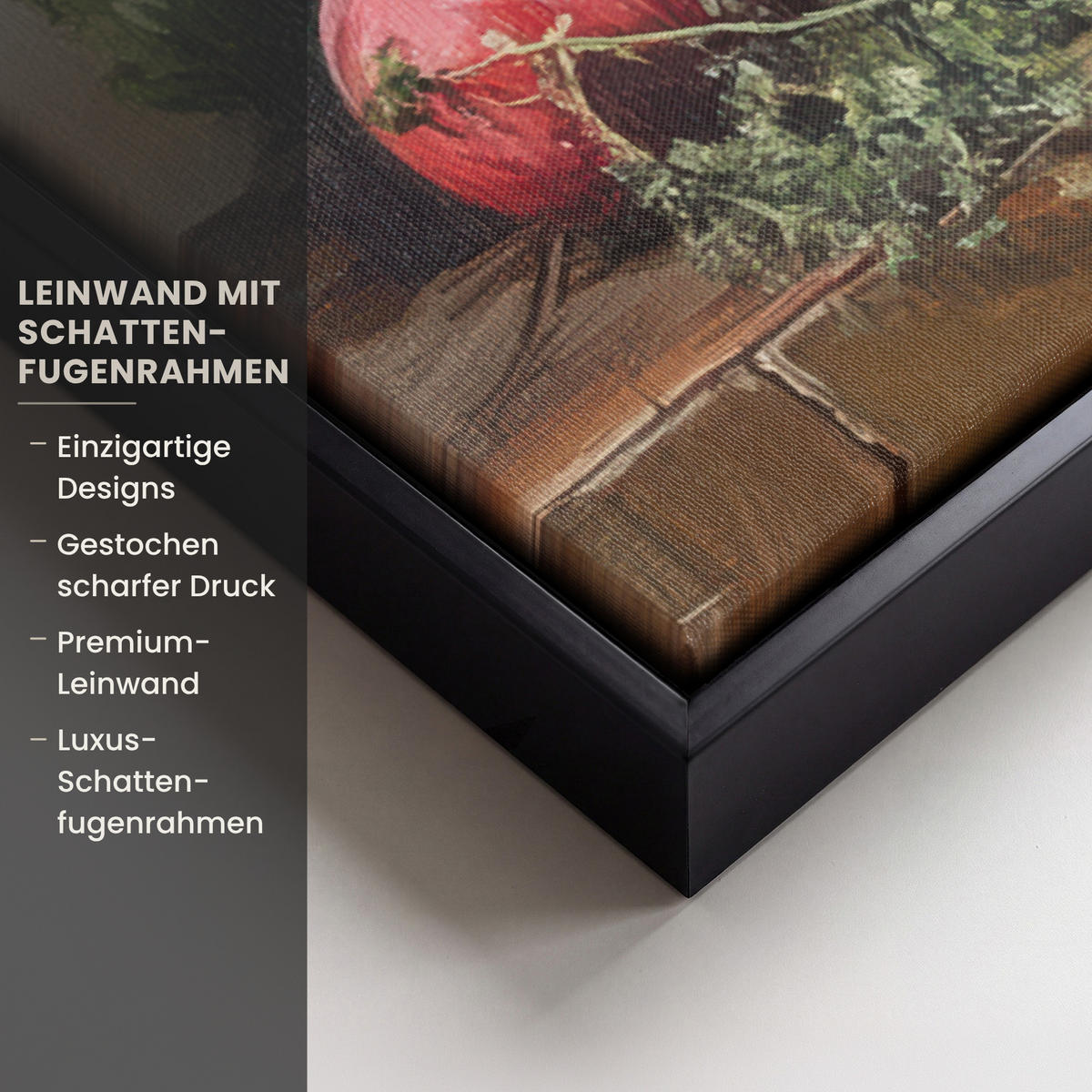 LEINWAND Bilder mit Rahmen - Stilleben - Kräuter - Gewürze - Früchte - Farbenfroh - 60x40 - Grün, Textil (60/40cm) - MuchoWow