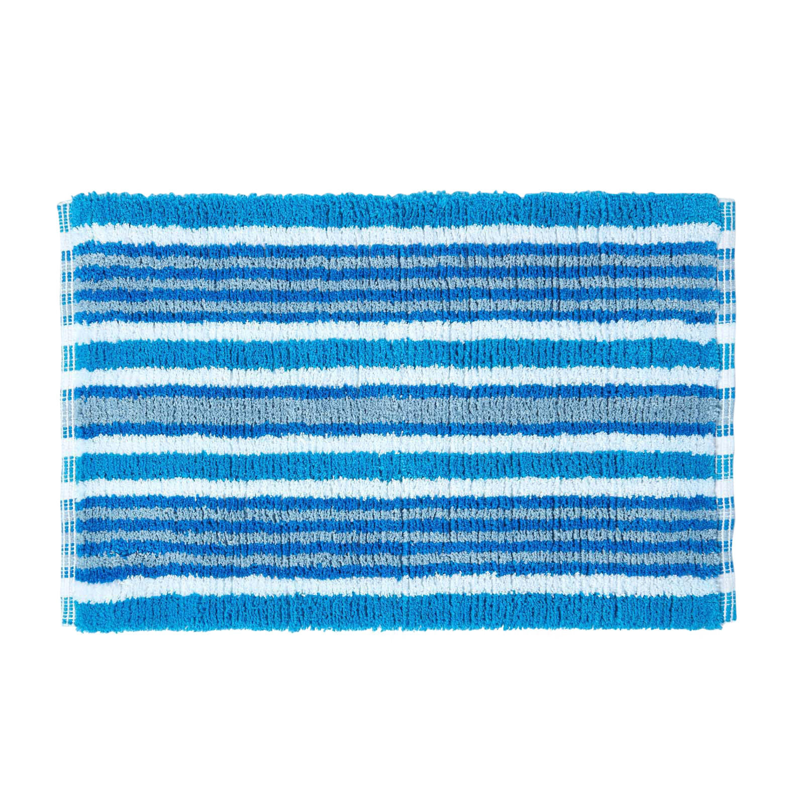 BADEMATTE 40/60 cm gestreift, Baumwolle - Blau, Textil (40/60cm) - Homescapes