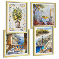 BILDER SET 4er Set - 50x50 cm & 40x60 cm Goldrahmen - Gemälde von Zitronenbäumen - Goldfarben, Kunststoff (50/50cm) - TULUP