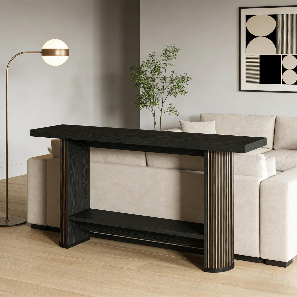 KONSOLENTISCH Black 140/30/80 cm - Schwarz, Holz (30/140/80cm) - PANGIVO