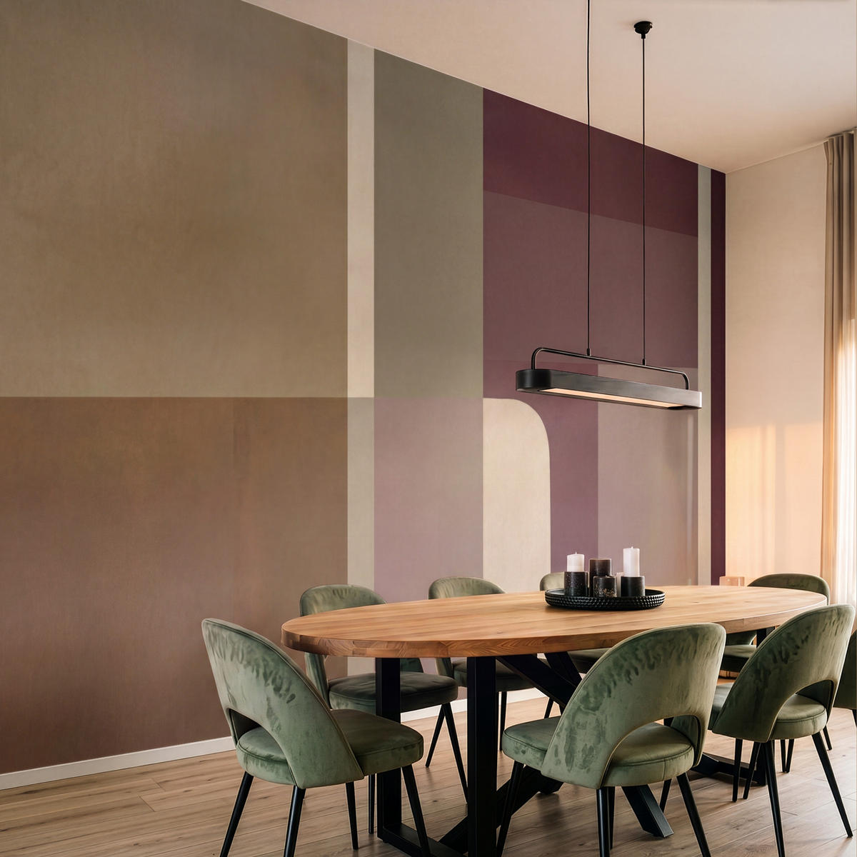 TAPETE - Unis - Abstrakt - Bordeaux - Linien - 400x300 cm - Multicolor, Papier (400/300cm) - OnlyWow