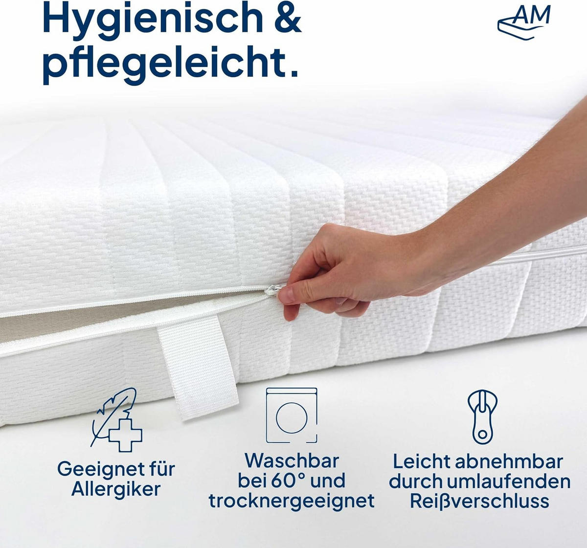 MATRATZENBEZUG Toledo 90/220cm für 20cm Kernhöhe - Weiß, Textil (90/220cm) - AM Qualitätsmatratzen