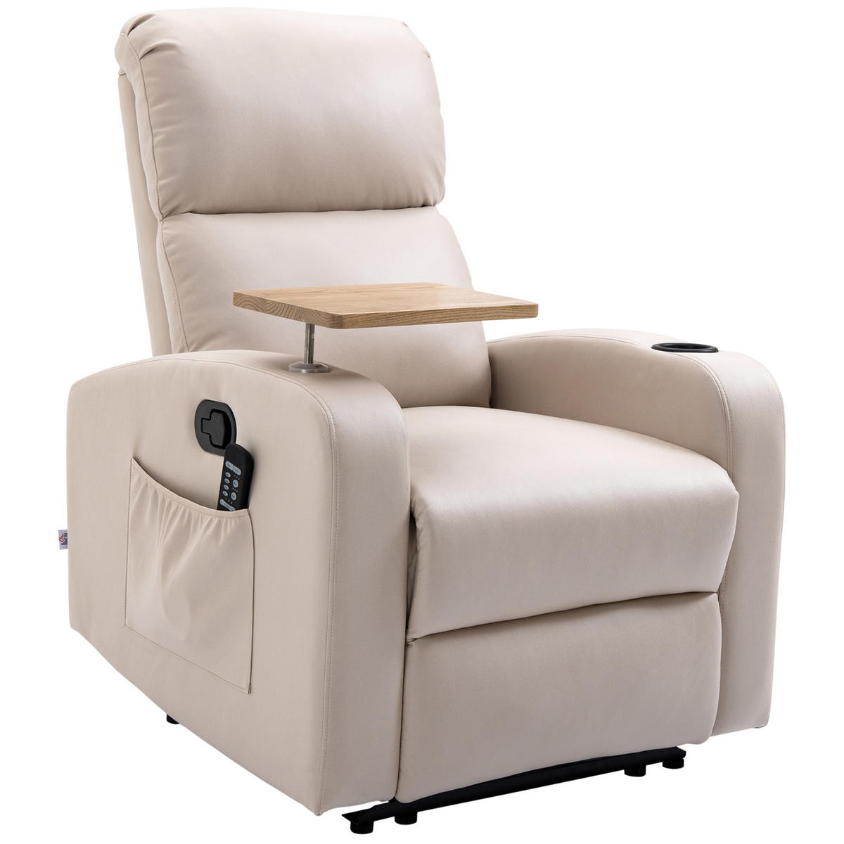 MASSAGESESSEL DE-06357 mit Klapptisch, 8 Massagepunkte, 145° neigbar Beige - Beige, Metall (93/105/77cm) - ComfortXL