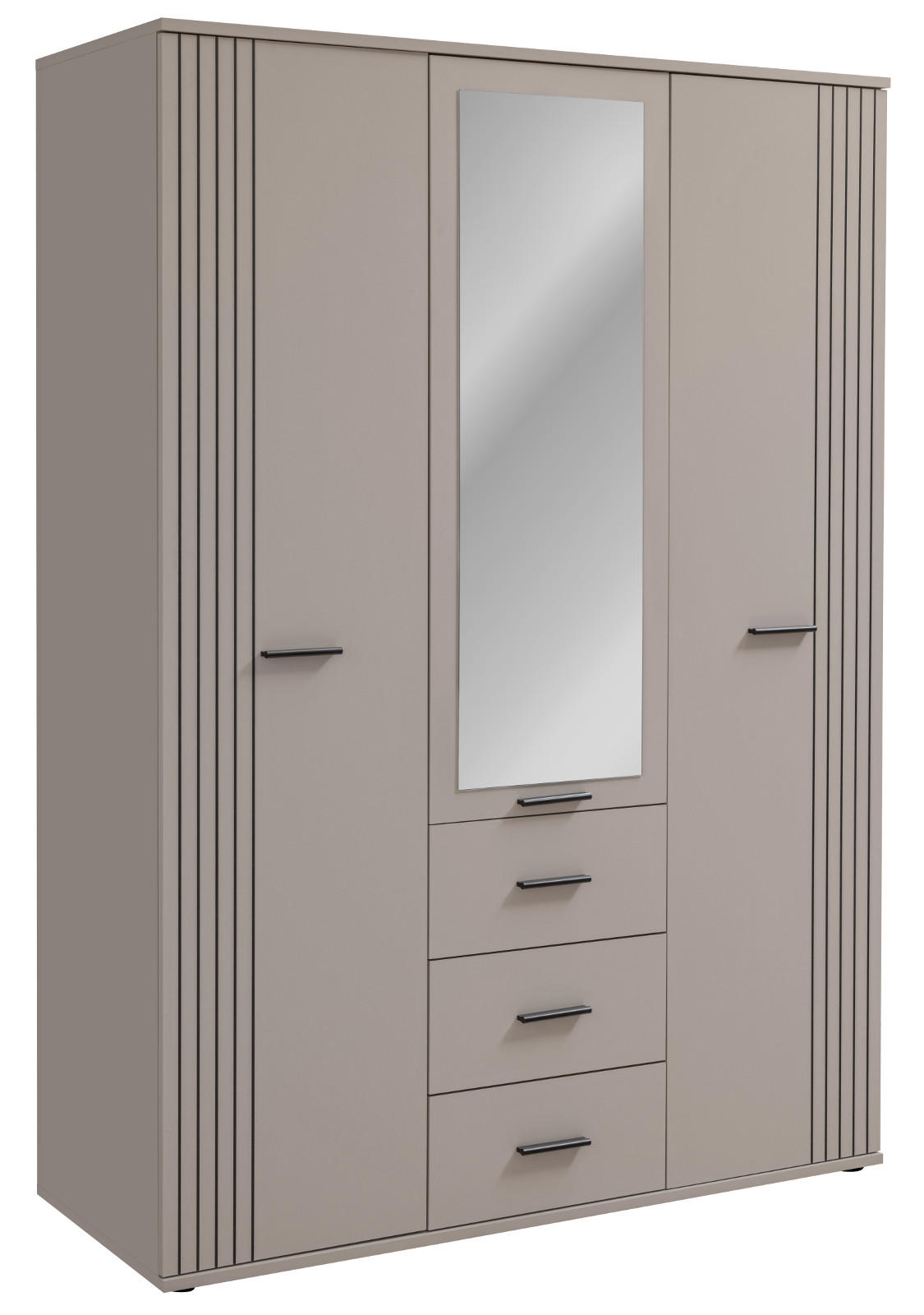 Inn.Furn Kleiderschrank Kaschmir, Schwarz 135x190x55 cm