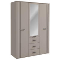 KLEIDERSCHRANK Kaschmir 3-türig 135 x 190 cm, Drehtürenschrank mit Spiegel - Kaschmir/Schwarz, Holzwerkstoff/Kunststoff (135/190/55cm) - Inn.Furn