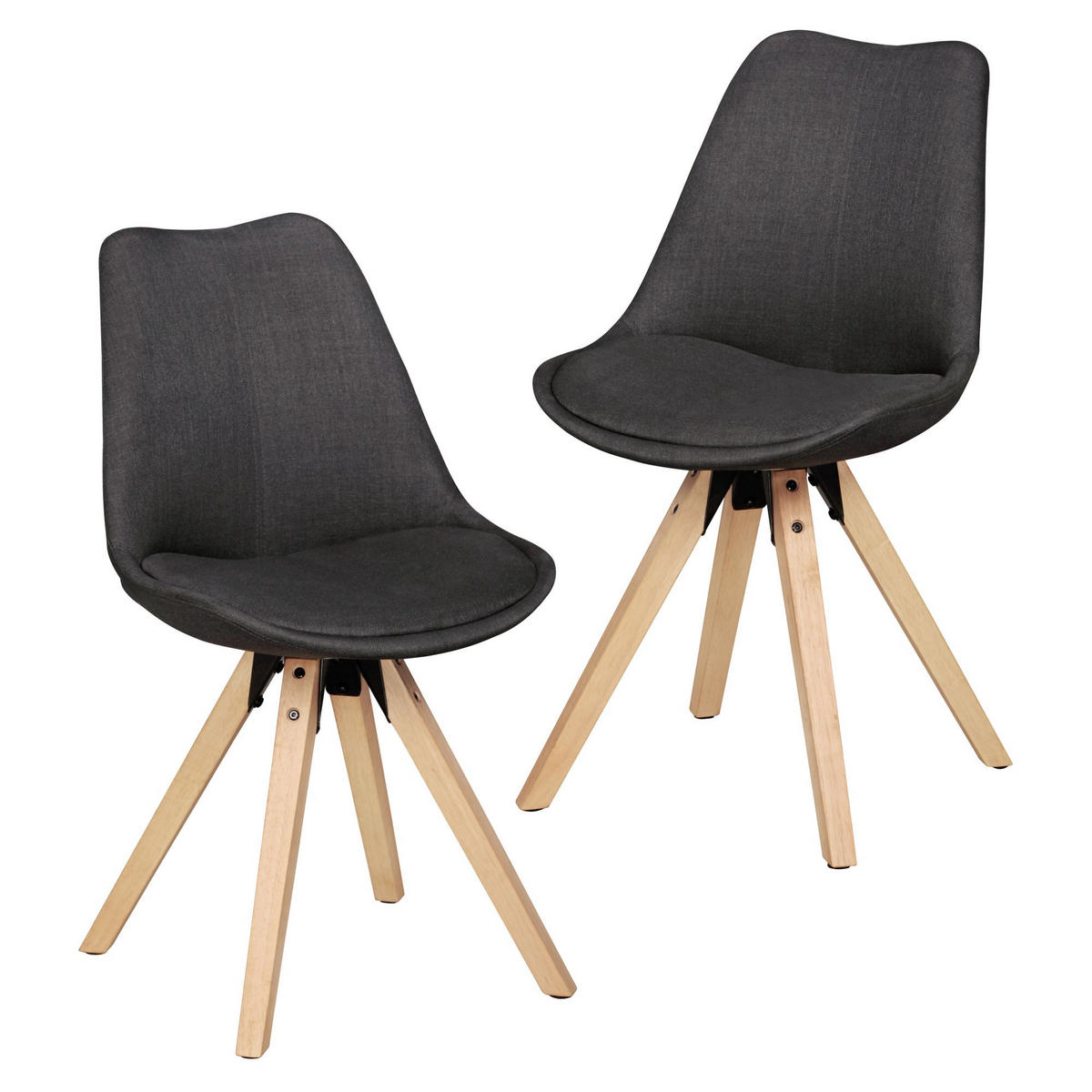 ESSZIMMERSTUHL 2er Set Stoffbezug mit Holzgestell Skandinavisch gepolstert, Anthrazit 49x52x87 cm - Anthrazit/Beige, Holz/Textil (49/87/52cm) - KADIMA DESIGN