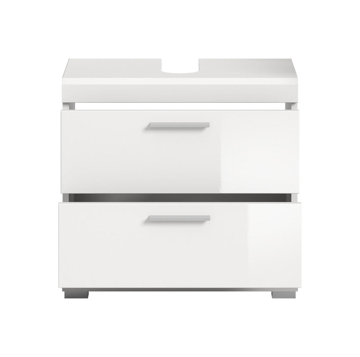 WASCHBECKENUNTERSCHRANK Scout Bad in weiß Nachbildung und weiß hochglanz B/H/T: 60x56x34 cm - Weiß, Holz (60/56/37cm)