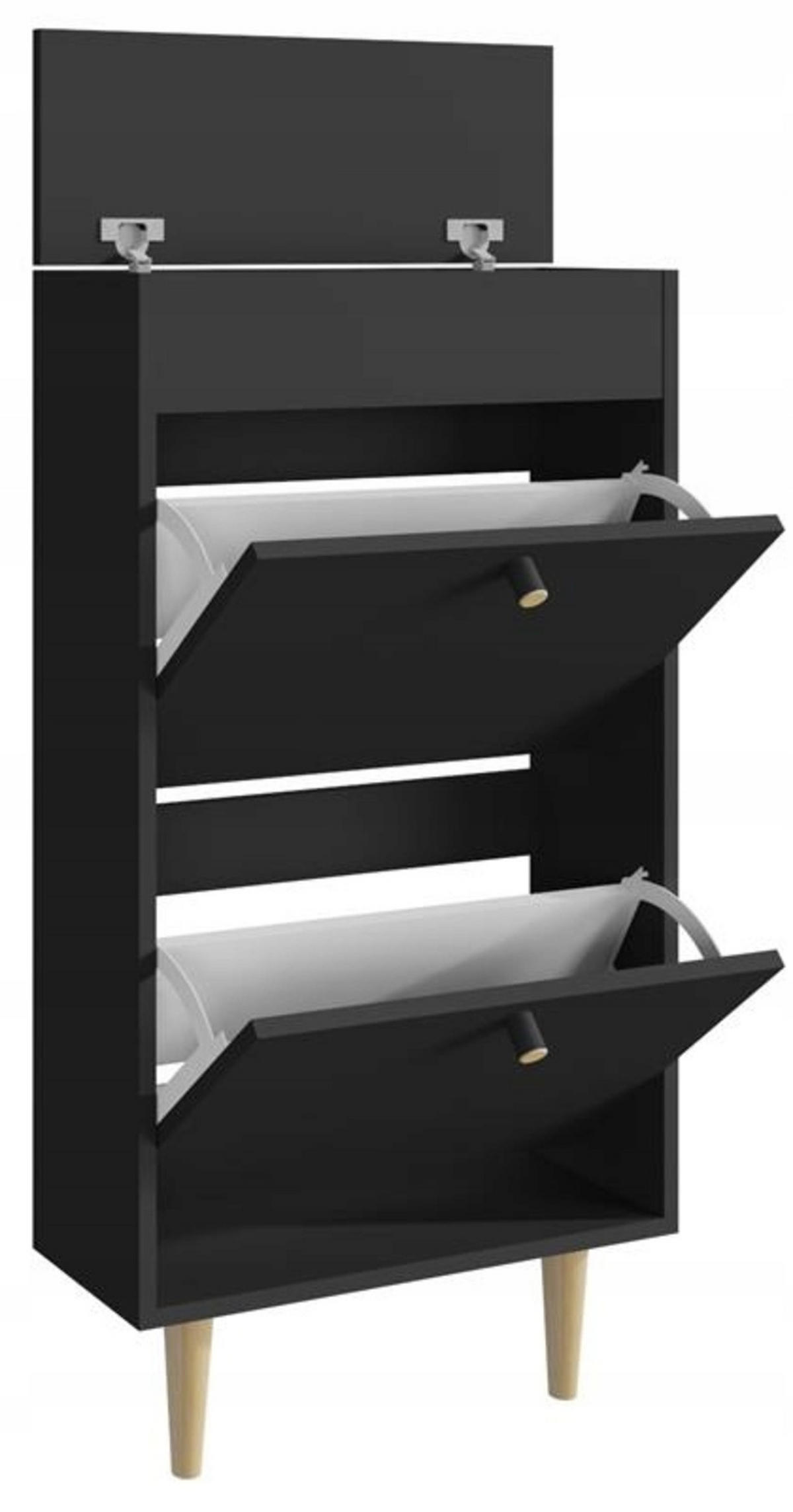 SCHUHSCHRANK Behamo 521 Schwarz 55/21/104 cm - Schwarz, Holzwerkstoff (55/104/21cm) - Matkam Möbel