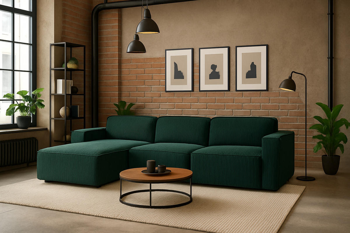 ECKSOFA Cursal L-Form, Stoff Poso, Grün, Links - Grün, Holz (284/166cm) - Kaiser Möbel