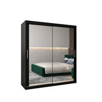 SCHWEBETÜRENSCHRANK 200/180/62 2-türig - Silberfarben/Schwarz, Holz/Kunststoff (180/200/62cm) - MÖBEL KRYSPOL