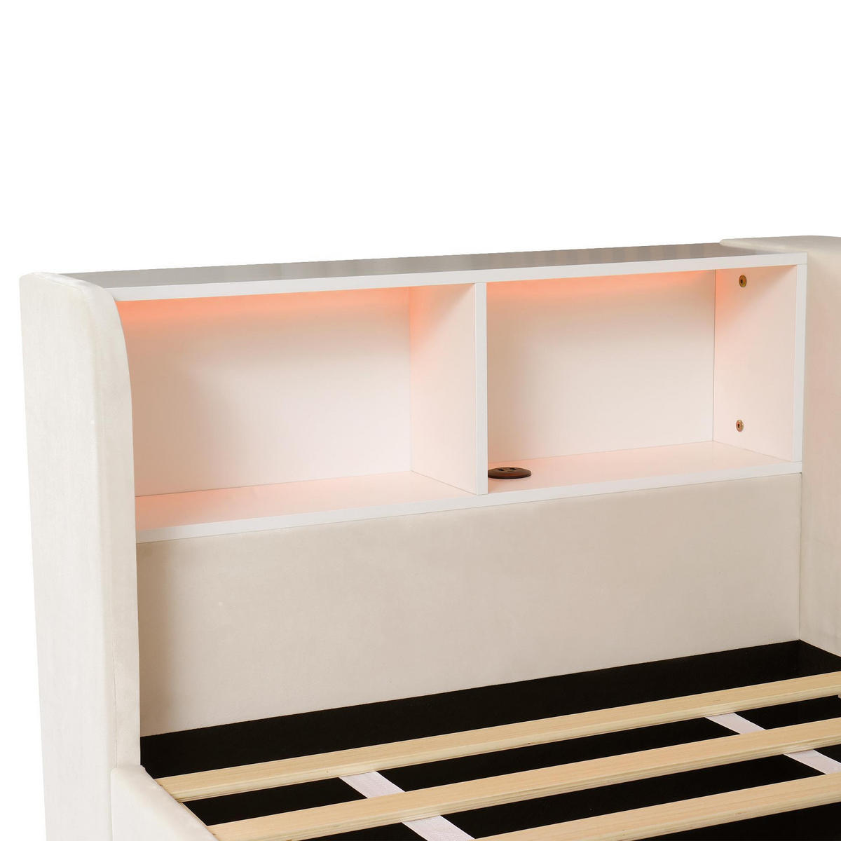 TAGESBETT 90x200 cm mit super großen Tierhöhle in beigem Samt - Beige, Textil (90/200cm) - KOMHTOM