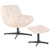 STUHL mit Fußhocker Beige Lia - Beige/Schwarz, Textil (71/79/80cm) - Beliani