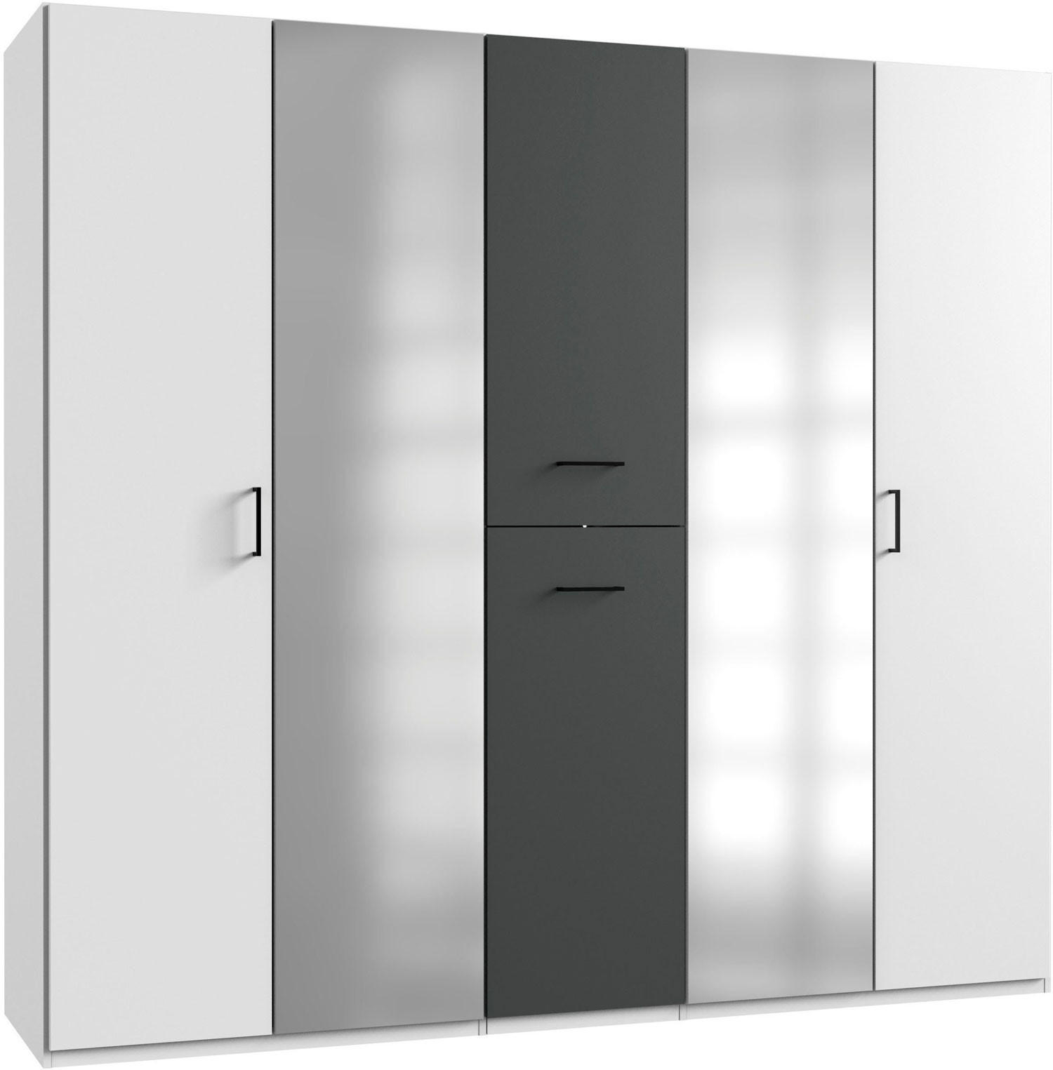 KLEIDERSCHRANK Lima weiß / graphit 225 / 58 / 208cm - Graphitfarben/Weiß, Holz/Holzwerkstoff (225/208/58cm) - Wimex