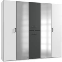 KLEIDERSCHRANK Lima weiß / graphit 225 / 58 / 208cm - Graphitfarben/Weiß, Holz/Holzwerkstoff (225/208/58cm) - Wimex