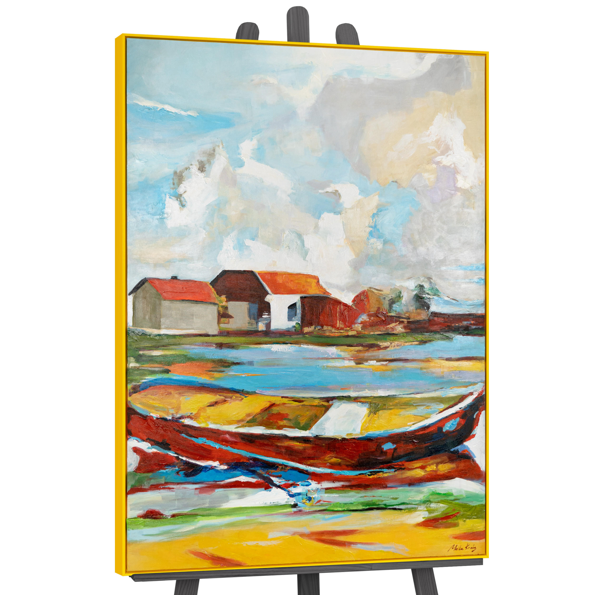 GEMÄLDE Gezeiten der Inspiration Schattenfugenrahmen Gelb 140x100 cm - Gelb, Holz (140/100cm) - YS-art gallery