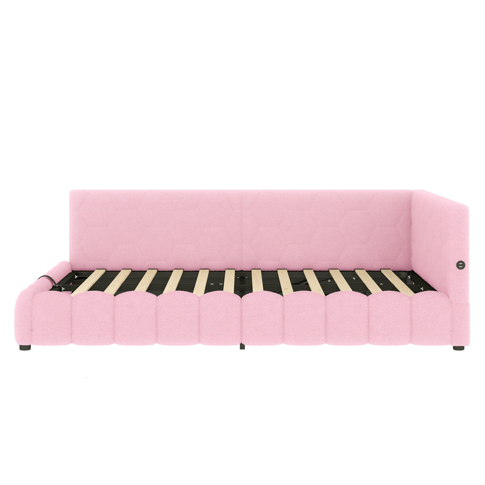 POLSTERBETT Tagesbett 140x200cm, LED, hydraulisch, USB-C, Kunstfleece, Rosa - Rosa, Textil (140/200cm)