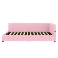 POLSTERBETT Tagesbett 140x200cm, LED, hydraulisch, USB-C, Kunstfleece, Rosa - Rosa, Textil (140/200cm)