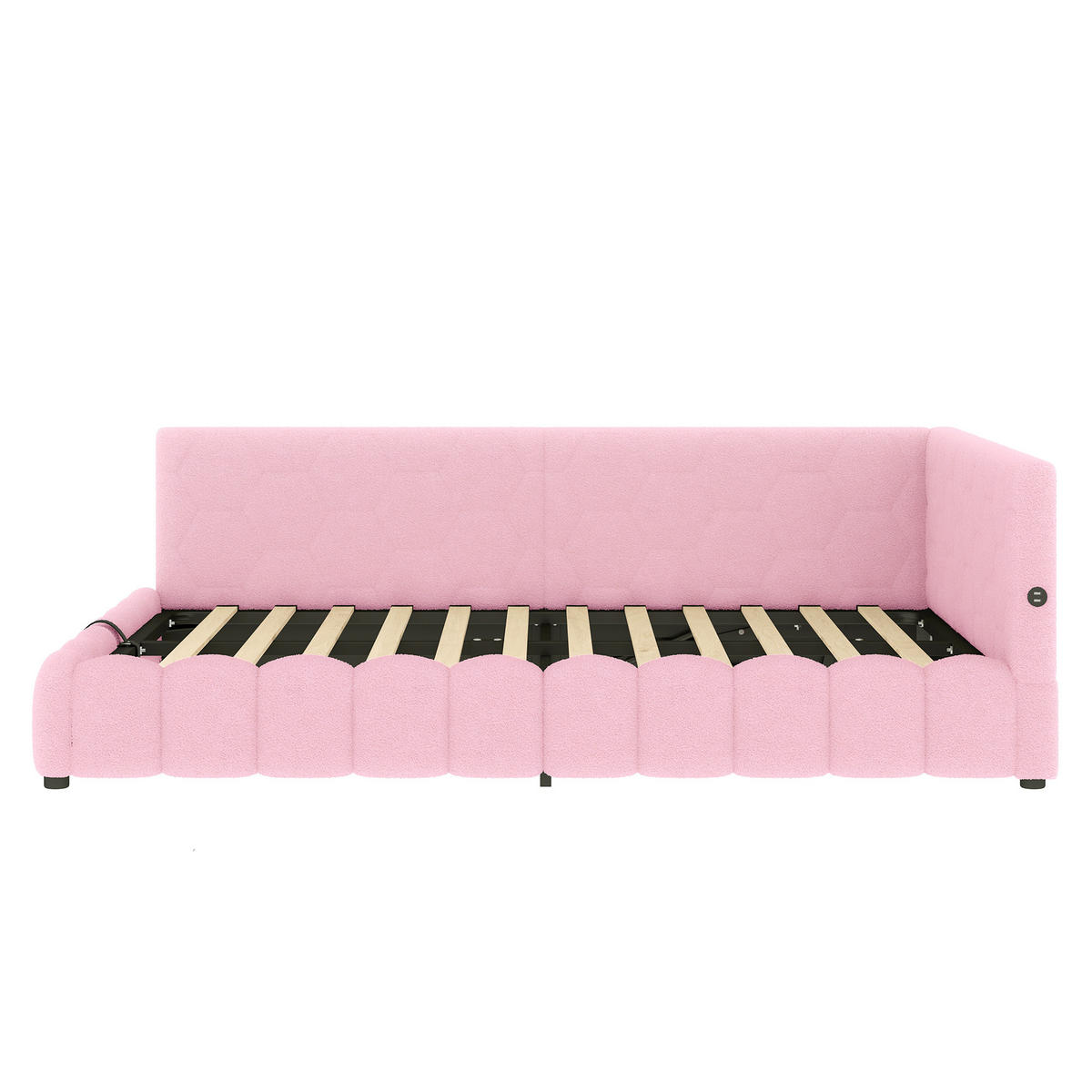 POLSTERBETT 140x200cm mit USB-Anschluss, Typ-C- Rosa - Pink, Holz/Textil (140/200cm) - KOMHTOM
