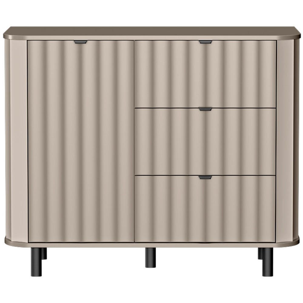 KOMMODE Nevada mit drei Schubladen 118 cm Taupe - Taupe/Schwarz, Holzwerkstoff/Metall (118/91/41cm) - Beautysofa