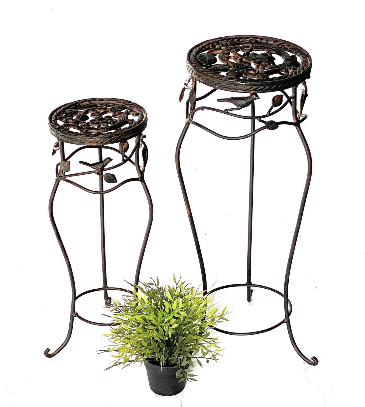 BLUMENHOCKER 2er Set 65 cm / 78 cm Metall Schwarz Rund 18215 - Schwarz, Metall (23/65/23cm) - DanDiBo