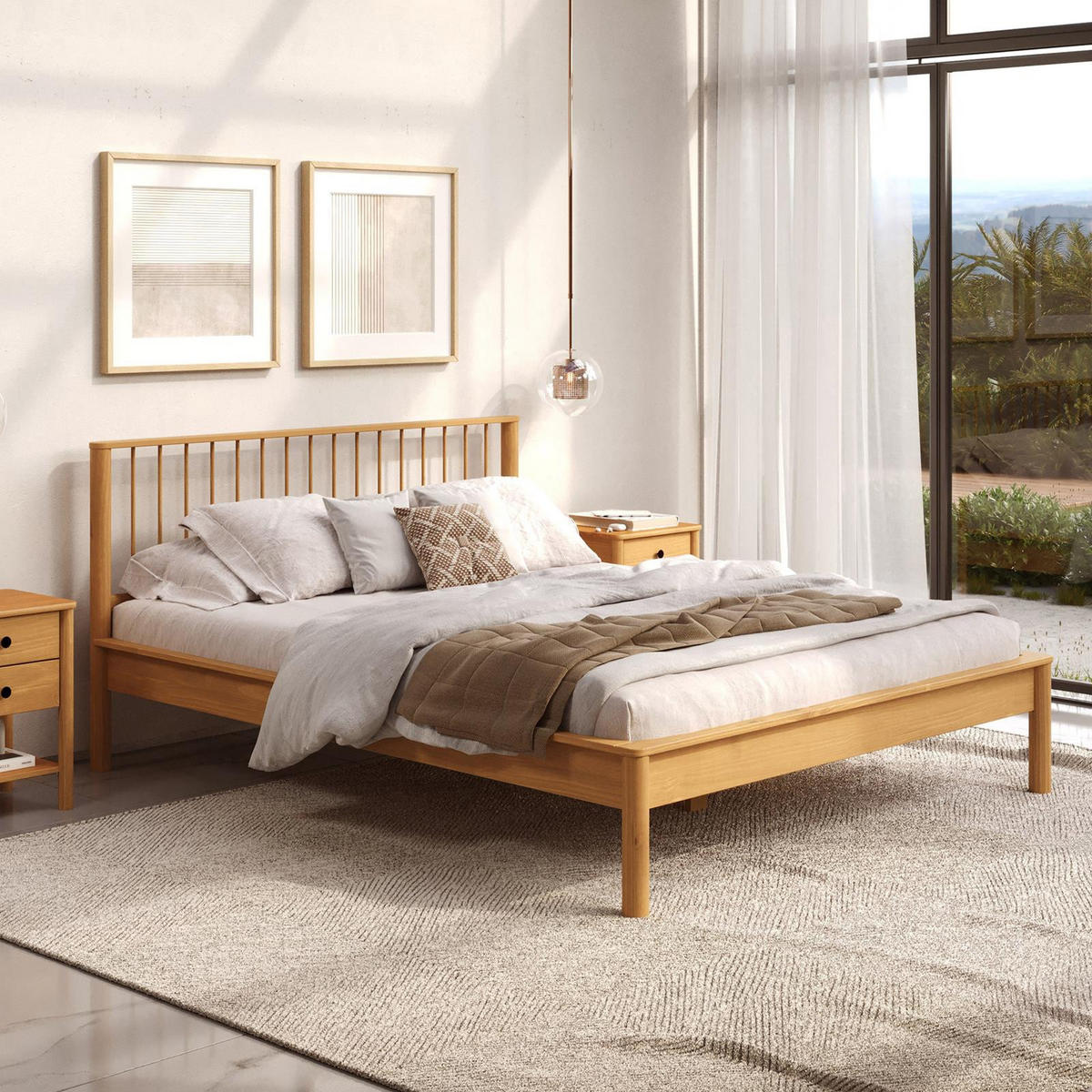 BETT APOANA 160x200 cm Eiche - Eichefarben, Holz (160/200cm) - IDIMEX