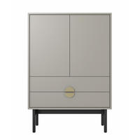 HIGHBOARD Stoon Grau-Beige 85 cm - Greige/Goldfarben, Holzwerkstoff/Metall (85/124/38cm) - Selsey