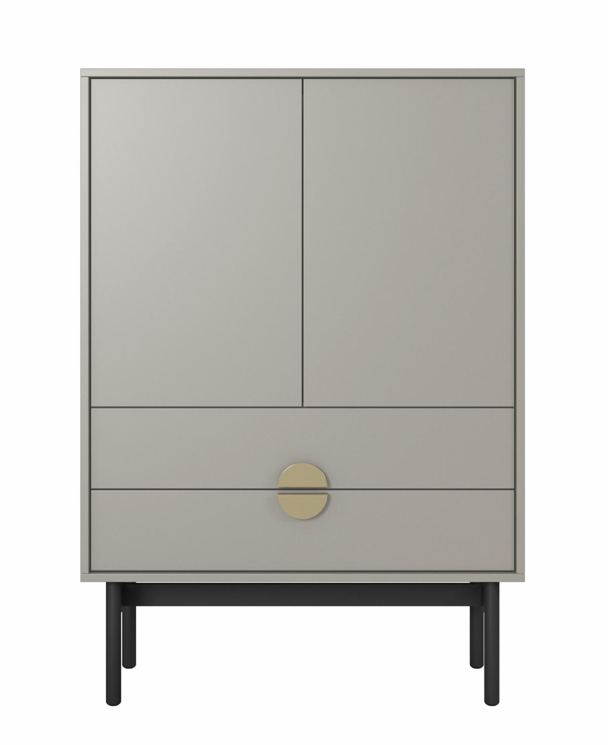 HIGHBOARD Stoon Grau-Beige 85 cm - Greige/Goldfarben, Holzwerkstoff/Metall (85/124/38cm) - Selsey