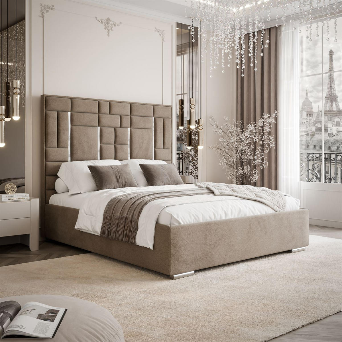POLSTERBETT BRIGITTE SILVER mit Bettkasten 180x200 cm Element 06 - Beige, Textil (180/200cm) - Lookway