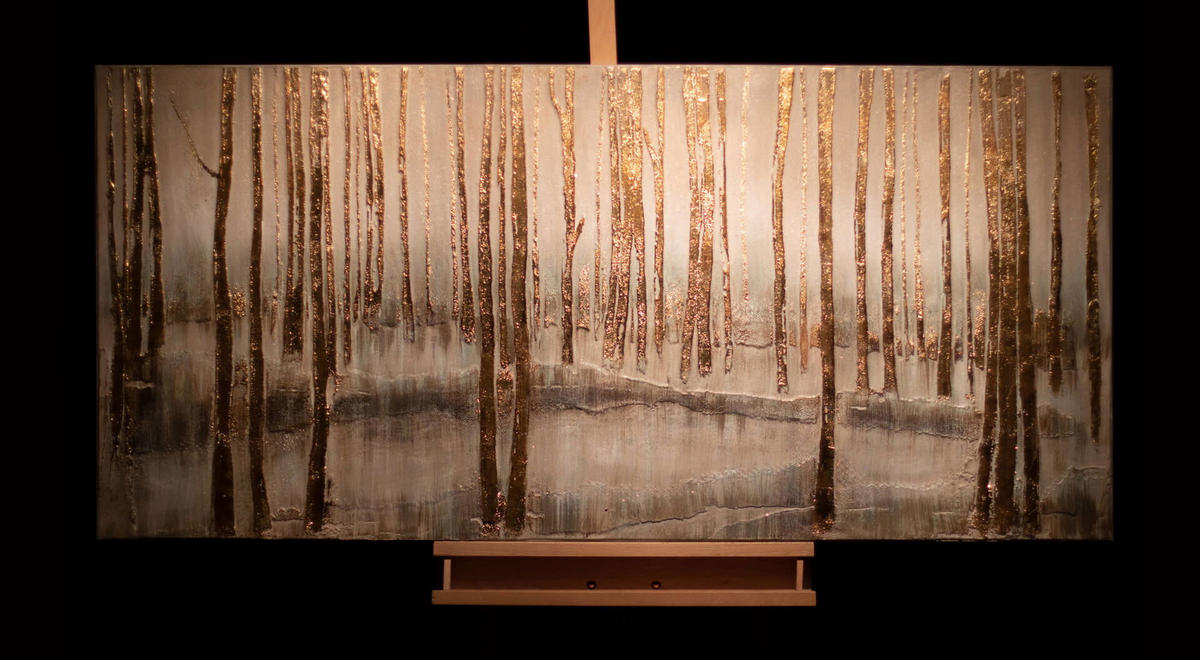 ACRYLBILD HANDGEMALT 150/70 cm - Braun/Grau, Holz/Textil (150/70cm) - KUNSTLOFT