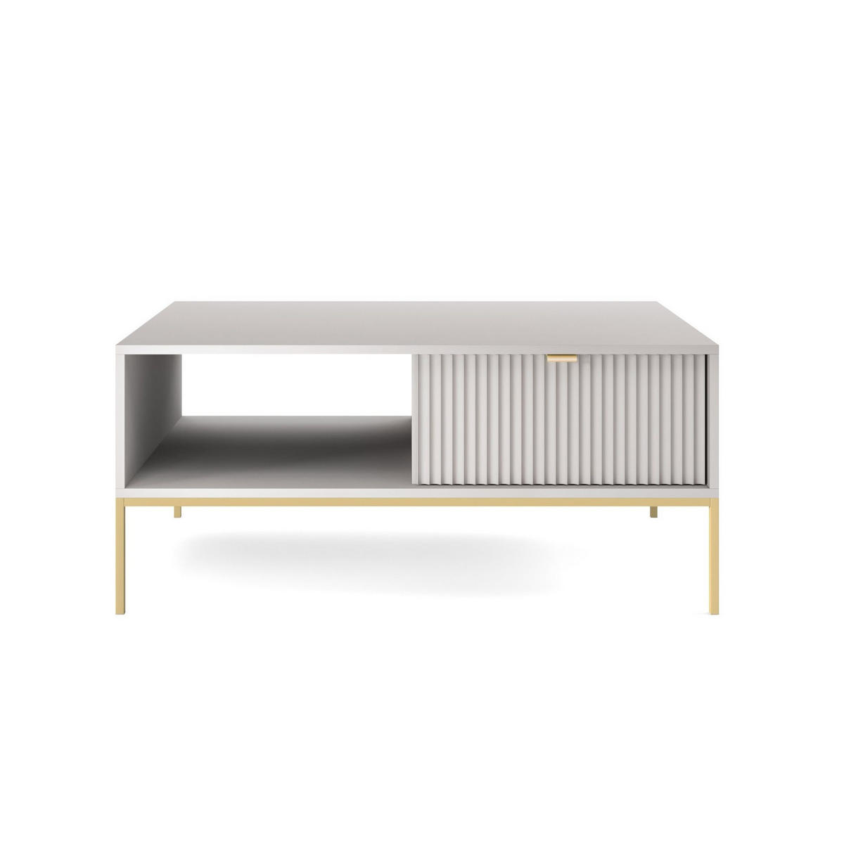 COUCHTISCH Nova Grau, Golden Beine, mit Schublade - Goldfarben/Grau, Holzwerkstoff/Metall (68/104/46cm) - Bettso