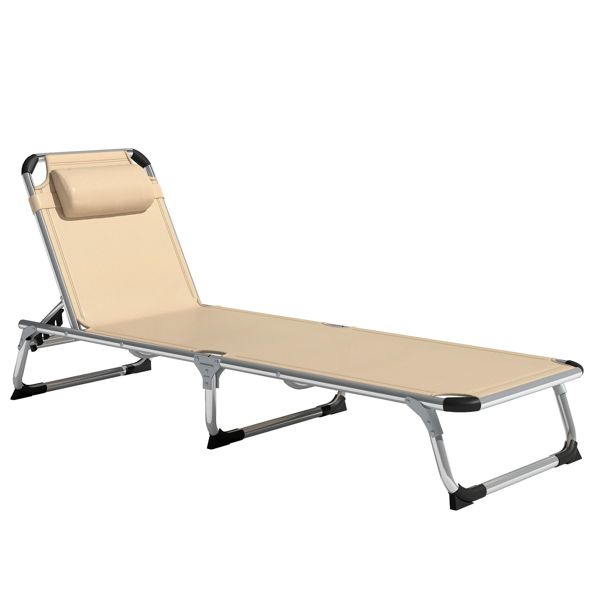 GARTENLIEGE mit 4-stufig verstellbaren Rückenlehne, Beige - Beige, Textil/Metall (60/76/165cm) - Outsunny