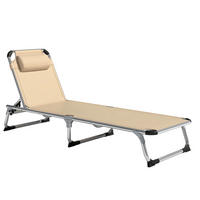 GARTENLIEGE mit 4-stufig verstellbaren Rückenlehne, Beige - Beige, Textil/Metall (60/76/165cm) - Outsunny