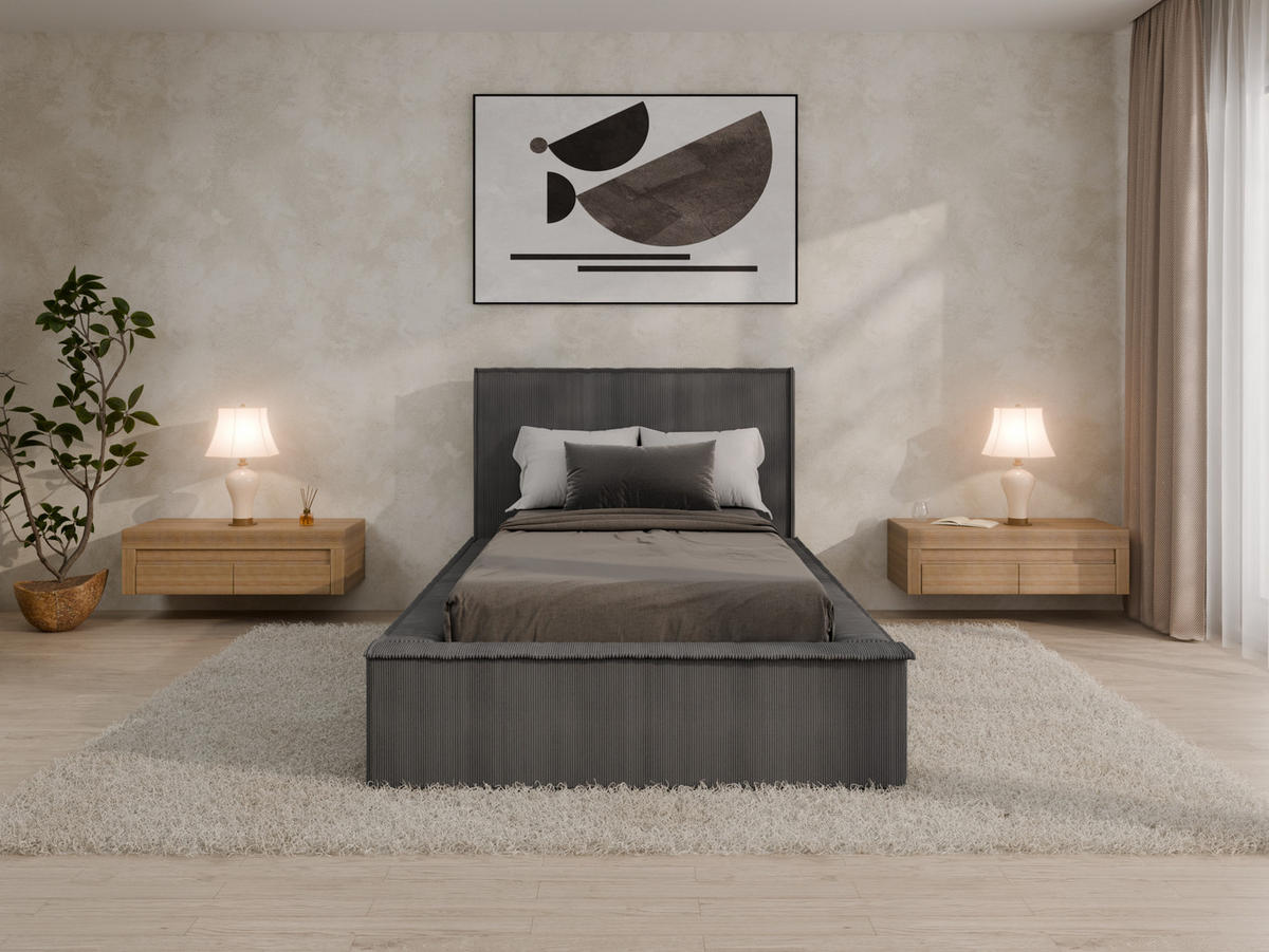 POLSTERBETT SANA 100x200cm Elegantes Polsterbett für modernen Wohnstil , 7-Zonen-Taschenfederkernmatratze mit kokos ARLAN (21 cm), braun - Dunkelgrau, Holz (100/200cm) - Panda Möbel