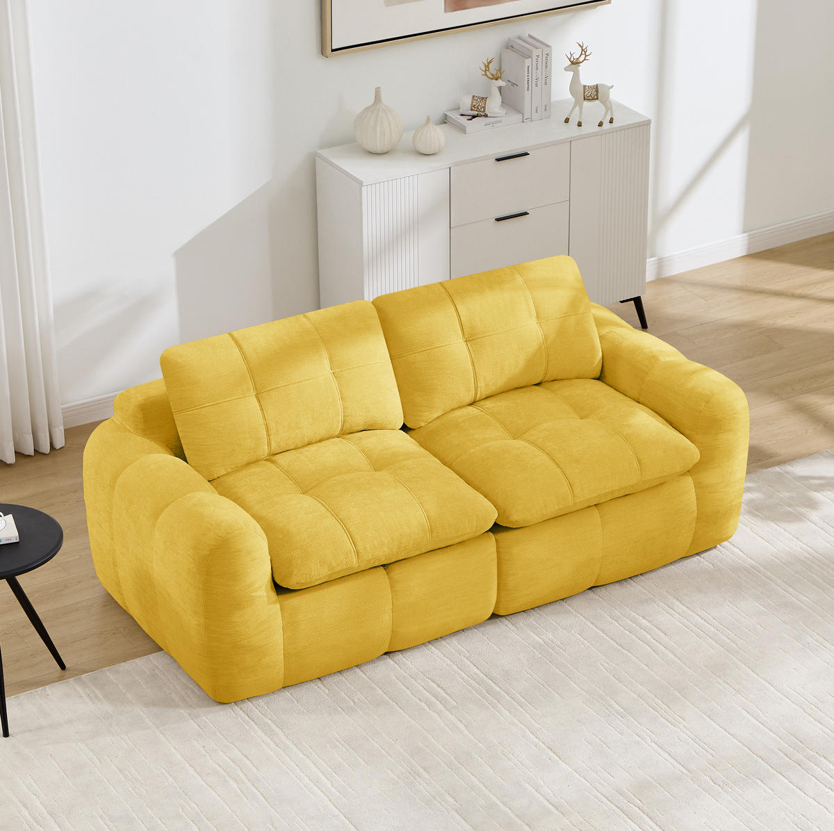 SOFA 194/97/68 cm in Gelb aus Chenille, mit tiefem Sitzkomfort - Gelb, Textil (97/68/194cm) - Flora Grace