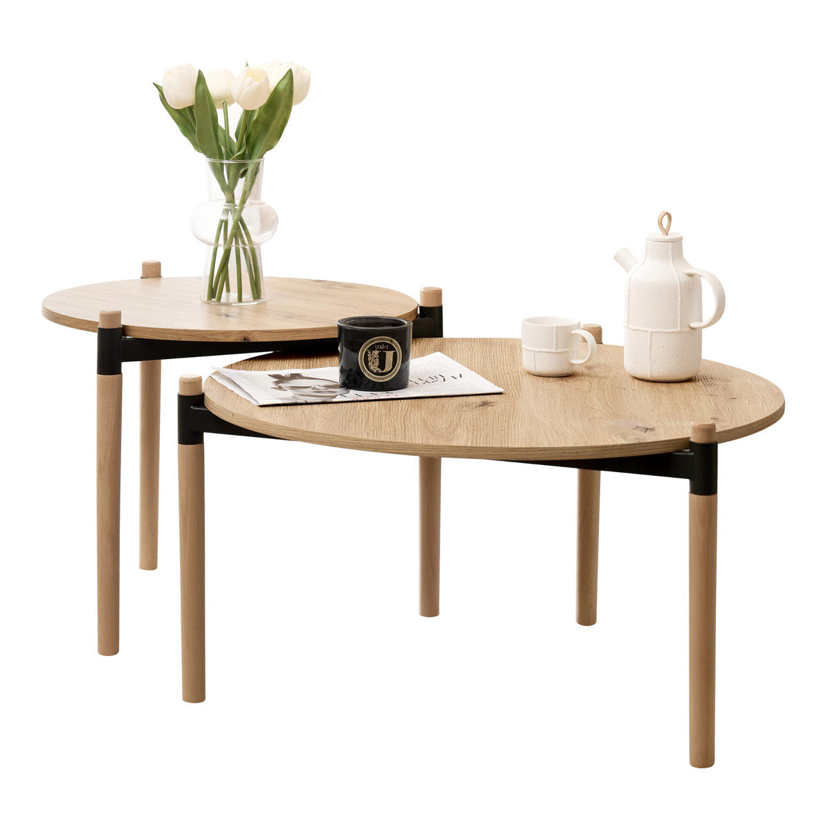 COUCHTISCH-SET 2-TLG. Kristinestad - Braun, Holzwerkstoff (70/70/42cm) - [en.casa]