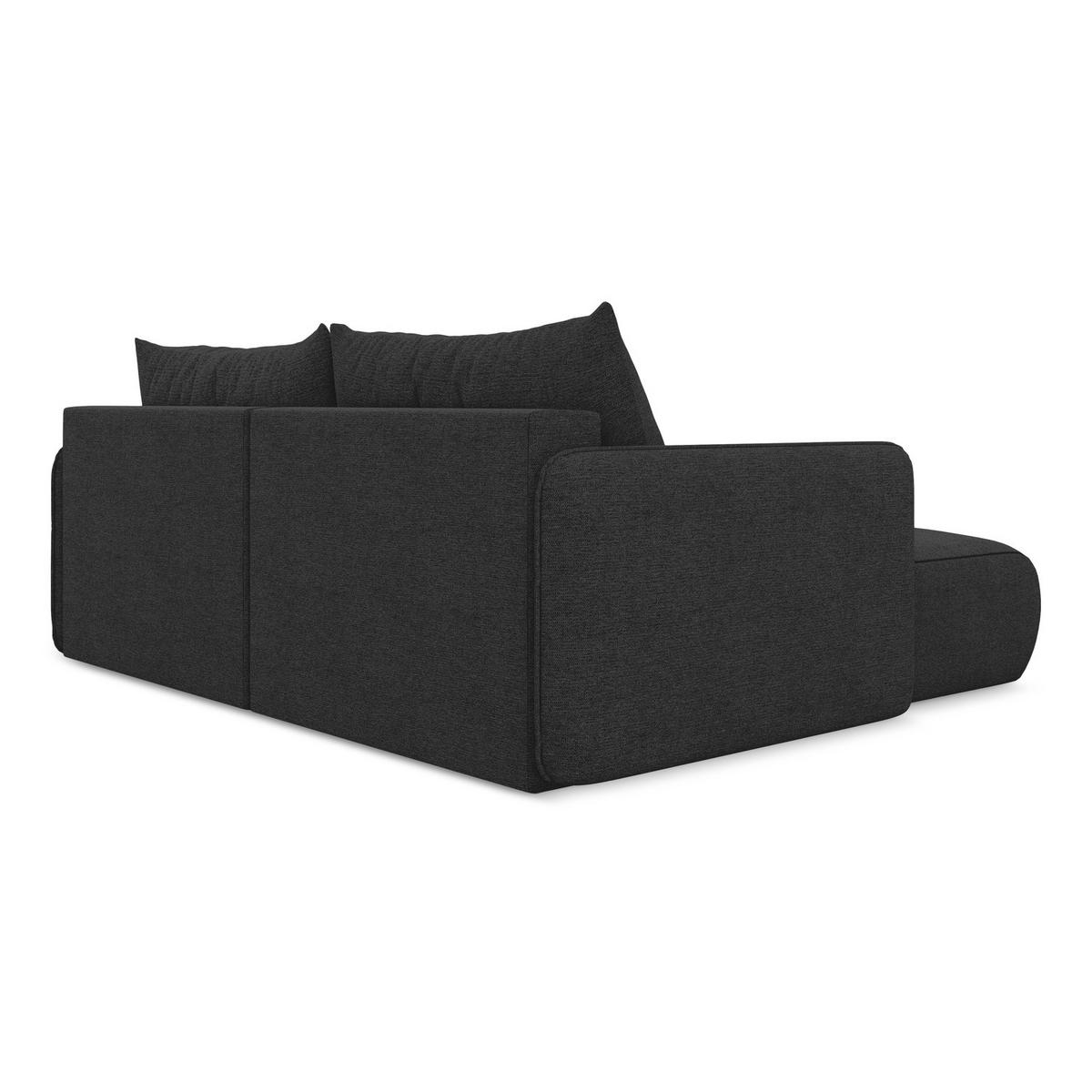 ECKSOFA mit Schlaffunktion Chenille Stoff Schwarz - Anthrazit/Schwarz, Kunststoff/Textil (148/207cm) - LaMiaSofa