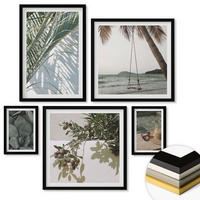 WANDBILDER 5er-Set - 50x50 cm & 20x30 cm & 40x60 cm Schwarzer Rahmen - Tropische Pflanzen für den Urlaub - Schwarz, Kunststoff (40/60cm) - ArtPrintCave